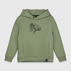 Толстовка оверсайз детская Овца в профиль, цвет: авокадо
