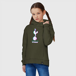 Толстовка оверсайз детская Tottenham FC в стиле glitch, цвет: хаки — фото 2