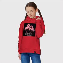 Толстовка оверсайз детская Розовые маленькие гуси: gussi ga-ga-ga, цвет: красный — фото 2