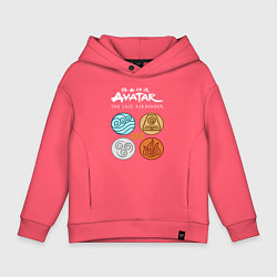 Толстовка оверсайз детская Аватар четыре стихии, цвет: коралловый
