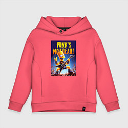 Толстовка оверсайз детская Bart Simpson - punks not dead, цвет: коралловый