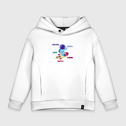 Толстовка оверсайз детская Космонавт на ракете в космосе, цвет: белый