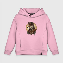 Толстовка оверсайз детская Волк симпатик, цвет: светло-розовый