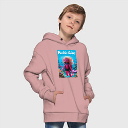 Толстовка оверсайз детская Barbie diving - ai art, цвет: пыльно-розовый — фото 2