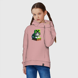 Толстовка оверсайз детская Kitten creeper collaboration - ai art, цвет: пыльно-розовый — фото 2