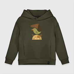 Детское худи оверсайз Собака птица кошка
