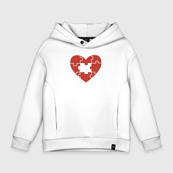 Толстовка оверсайз детская Puzzle heart, цвет: белый