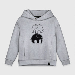 Толстовка оверсайз детская Cute elephants, цвет: меланж