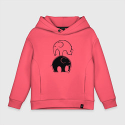 Толстовка оверсайз детская Cute elephants, цвет: коралловый