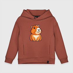 Толстовка оверсайз детская Сидящая удивлённая капибара, цвет: кирпичный