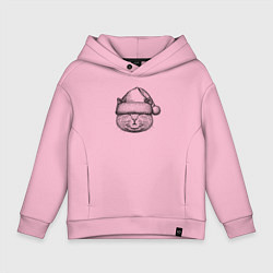 Толстовка оверсайз детская Кот Дед Мороз, цвет: светло-розовый