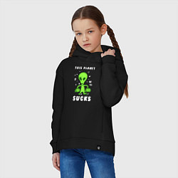 Толстовка оверсайз детская Эта планета отстой, цвет: черный — фото 2