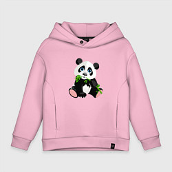 Толстовка оверсайз детская Красивый медведь панда, цвет: светло-розовый