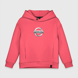 Толстовка оверсайз детская Nissan logo, цвет: коралловый