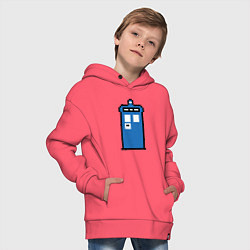 Толстовка оверсайз детская Tardis pixels, цвет: коралловый — фото 2