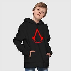 Толстовка оверсайз детская Red logo of assassins, цвет: черный — фото 2