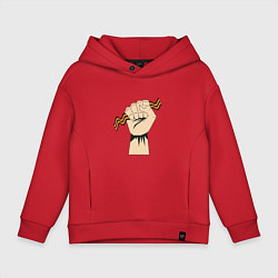 Толстовка оверсайз детская День победы - 9 мая: Георгиевская ленточка, цвет: красный