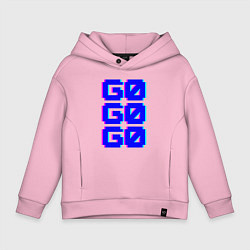 Детское худи оверсайз Надпись синего цвета go go go
