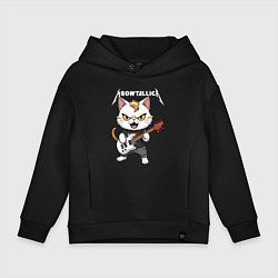Толстовка оверсайз детская Meowtallica rock, цвет: черный