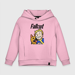 Толстовка оверсайз детская Vault boy and shepherd, цвет: светло-розовый