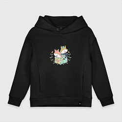 Толстовка оверсайз детская Влюблённые лисички, цвет: черный