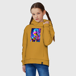 Толстовка оверсайз детская Bart Simpson esports player - neon glow, цвет: горчичный — фото 2
