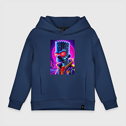 Толстовка оверсайз детская Cool Bart Simpson - neon glow, цвет: тёмно-синий