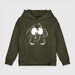 Толстовка оверсайз детская Белый слон, цвет: хаки