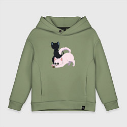 Толстовка оверсайз детская Магическая битва Сатору Годзё Сугуру Гэто коты, цвет: авокадо