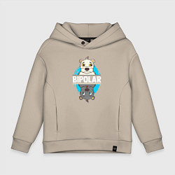 Толстовка оверсайз детская Биполярный медведь, цвет: миндальный