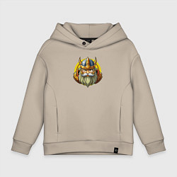 Толстовка оверсайз детская Голова война в шлеме, цвет: миндальный