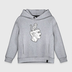 Толстовка оверсайз детская Мартышка в голове, цвет: меланж