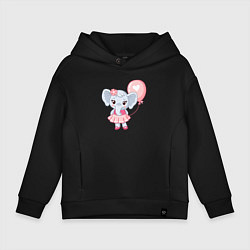 Толстовка оверсайз детская Elephant baby, цвет: черный