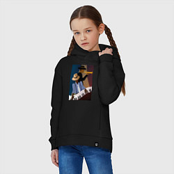 Толстовка оверсайз детская Музыкант джаз, цвет: черный — фото 2