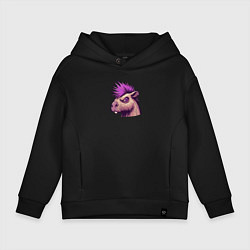 Толстовка оверсайз детская Панк капибара с ирокезом, цвет: черный