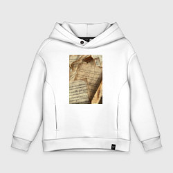 Толстовка оверсайз детская Листы с нотами, цвет: белый