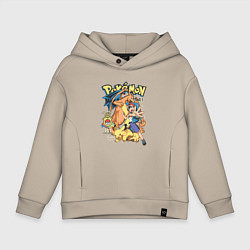 Толстовка оверсайз детская Покемоны все Pokemons, цвет: миндальный