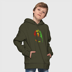 Толстовка оверсайз детская Bob Marley vibe, цвет: хаки — фото 2