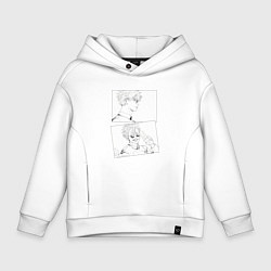 Толстовка оверсайз детская Эмоции Сатору Годжо - Магическая битва, цвет: белый