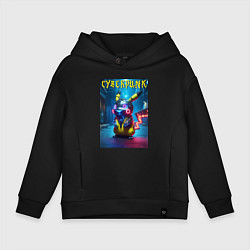 Детское худи оверсайз Cyberpunk - cool Pikachu neon glow