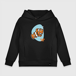 Толстовка оверсайз детская Рыбка-клоун, цвет: черный