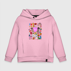Толстовка оверсайз детская Y2K hope heart - cartoon pop art childrens drawing, цвет: светло-розовый