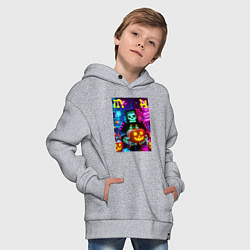 Толстовка оверсайз детская Minecraft and halloween collaboration - ai art, цвет: меланж — фото 2