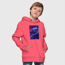 Толстовка оверсайз детская Неоновая змея, цвет: коралловый — фото 2