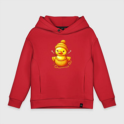 Толстовка оверсайз детская Нейросеть - вязаный утёнок, цвет: красный