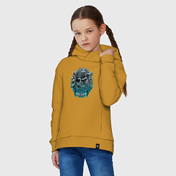 Толстовка оверсайз детская Крутой медведь Bear неон, цвет: горчичный — фото 2