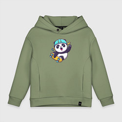 Толстовка оверсайз детская Skater panda, цвет: авокадо