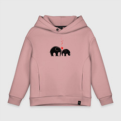 Толстовка оверсайз детская Влюблённые слонята, цвет: пыльно-розовый
