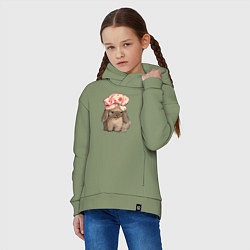 Толстовка оверсайз детская Кролик в шапке, цвет: авокадо — фото 2