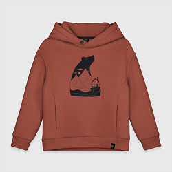 Толстовка оверсайз детская Горы и медведь, цвет: кирпичный
